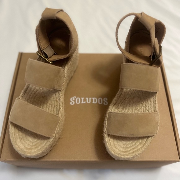 Soludos Palma Suede Espadrille Platform Wedge Sandal in Tan - Picture 5 of 11